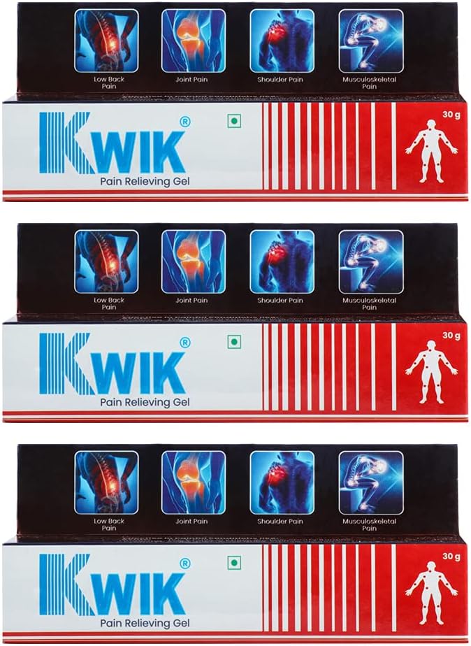 KWIK Pain Relief Gel with Cinnamomum & Mahanarayan Oil | Ayurvedic Pain Relief Gel | For Joint, Back, Knee, Shoulder & Muscle Pain | 30gm (Pack of 3)