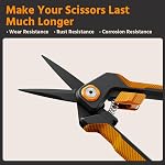 PrunePro Pruning Shears Gardening Scissors Set Professional Hand Pruner Sharp Stainless Steel Blade Garden Scissors Plant Flower Garden Clipper Orange