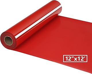 HTV Iron on Vinyl 12Inch by 12ft Roll HTV Heat Transfer Vinyl for T-Shirt HTV Vinyl Rolls for All Cutter Machine - Easy to Cut & Weed for Heat Vinyl Design (Red, 12ft)