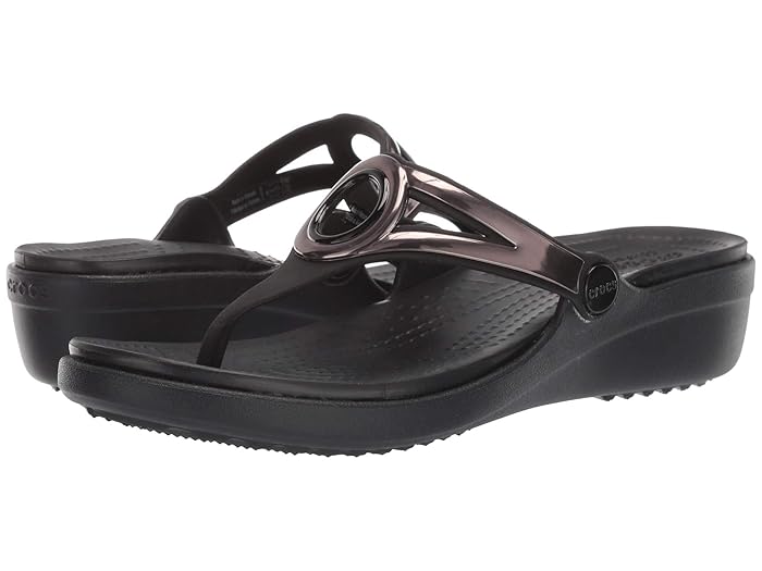 crocs women's sanrah diamante wedge flip