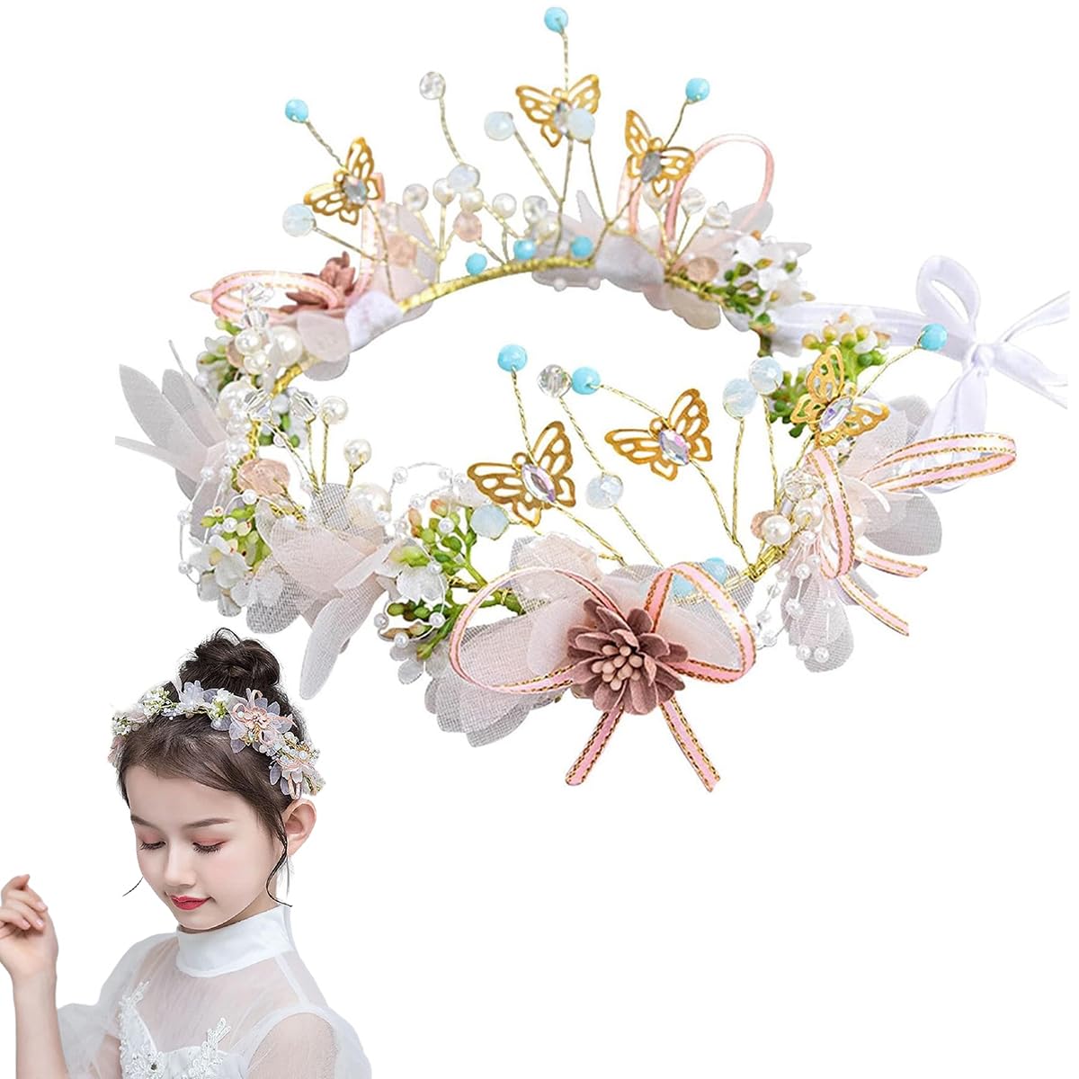 SANNIDHI Bride Hair Pins Floral Hair Vine 5Pcs Set, Pearl Crystal Bridal Hair Accessories For Women Bridesmaids Wedding Anniversary Hair Piece (Gold) main image 0