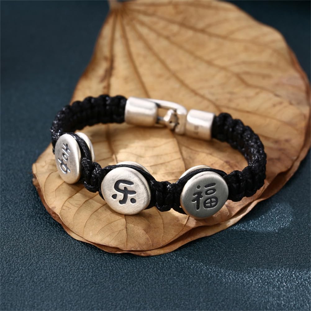 S925 Bracciale in Argento Sterling Con Testo in Corda Di Cuoio Intrecciata, Bracciale Intrecciato Di Moda Personalizzato Da Donna