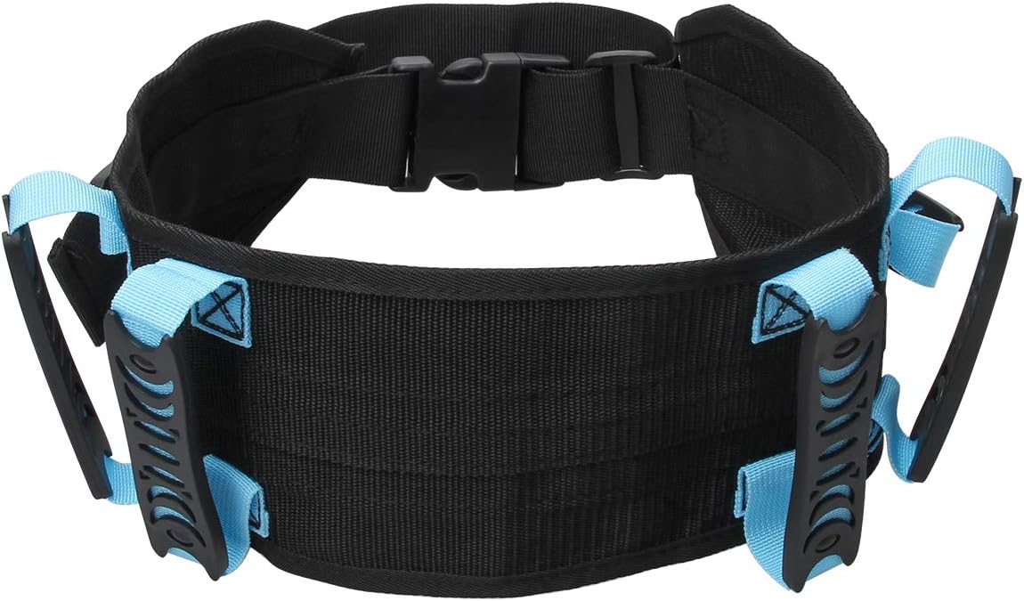 AHIER Gait Belt Transfer Belts, Gait Belt with 6 Pcs Transfer Belt Handles, Plastic Release Buckle Adjustable Strap