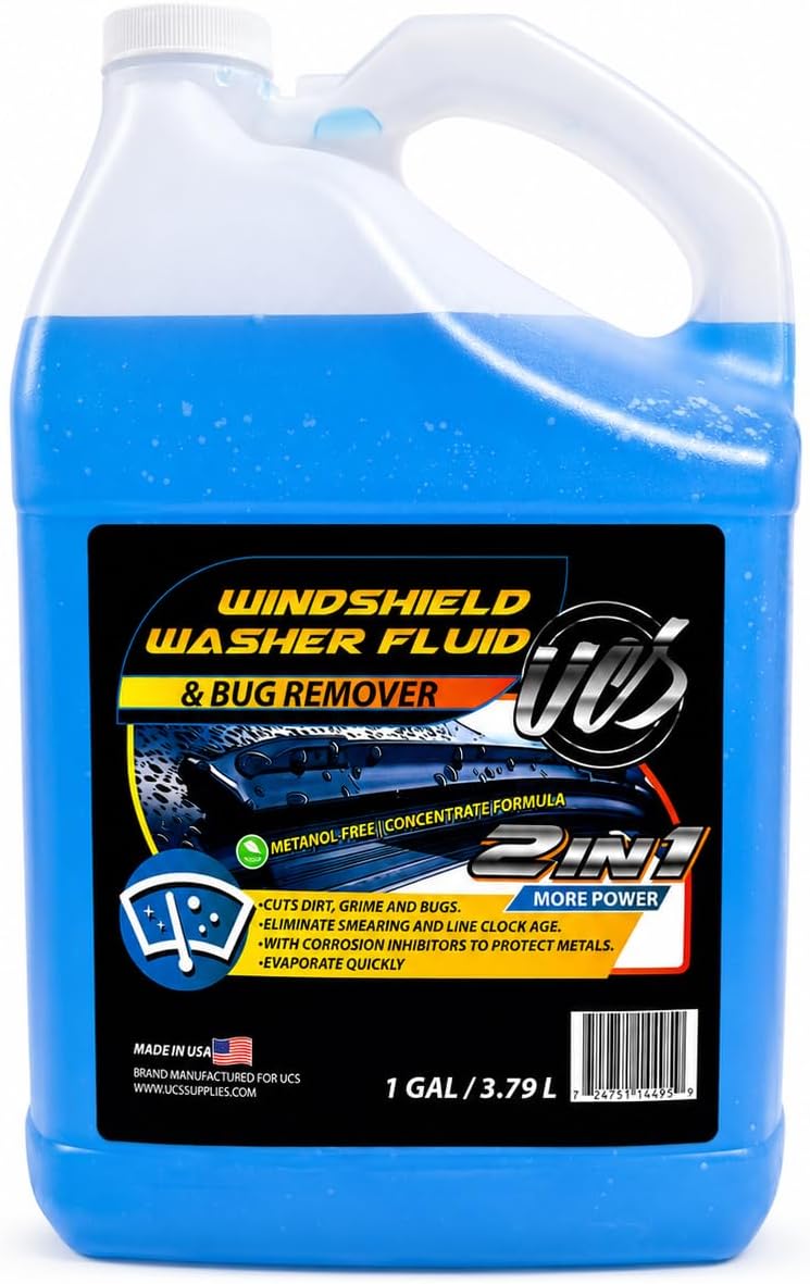 UCS Premium Windshield Washer Fluid - 1 Gallon Ready to Use Streak-Free Crystal Clear Vision Bug Remover Methanol-Free