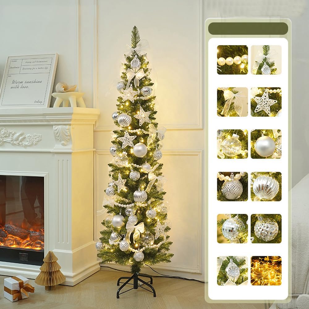 Amazon.co.jp: クリスマスツリー スリム 150cm 180cm 210cm 松ぼっくり