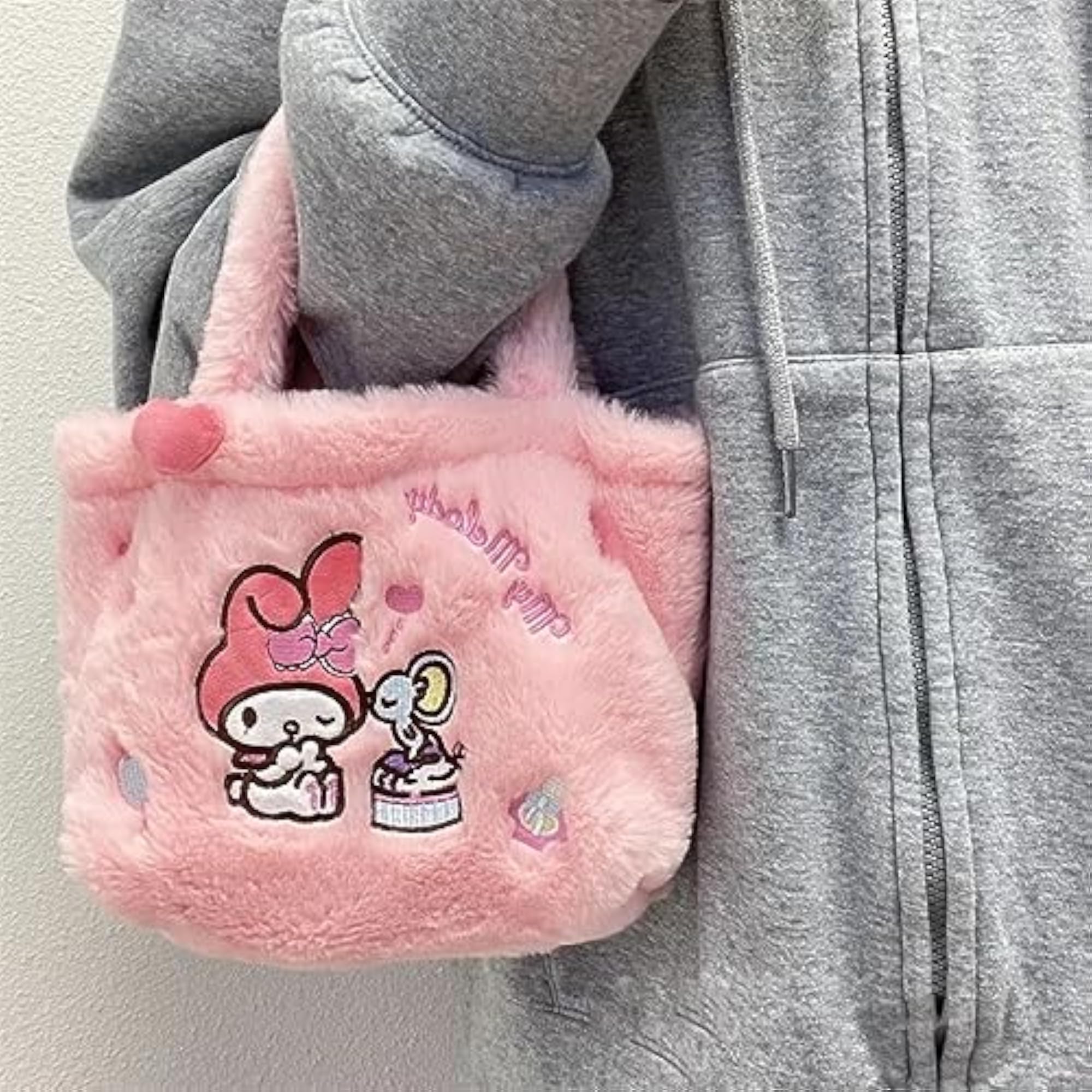 Cartoon Plush Bag Blue Dog Kuromi Design for Kids