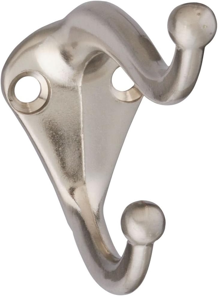National Hardware N325-480 V160 Coat/Hat Hooks in Satin Nickel, 2 pack