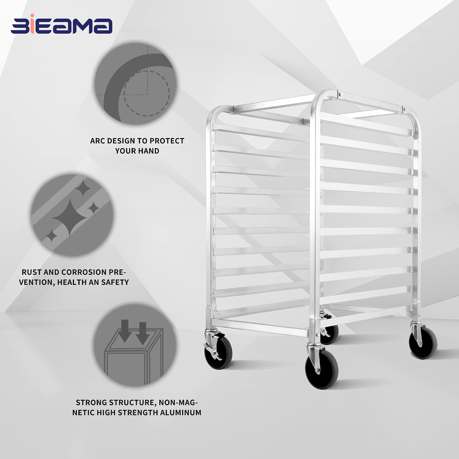 BIEAMA 10-Tier Sheet Pan Rack with 6 Pack Full Size Baking Sheet Pan(18" × 26"), Aluminum, for Home Commercial Kitchen Bakery Hotel Restaurant image 2