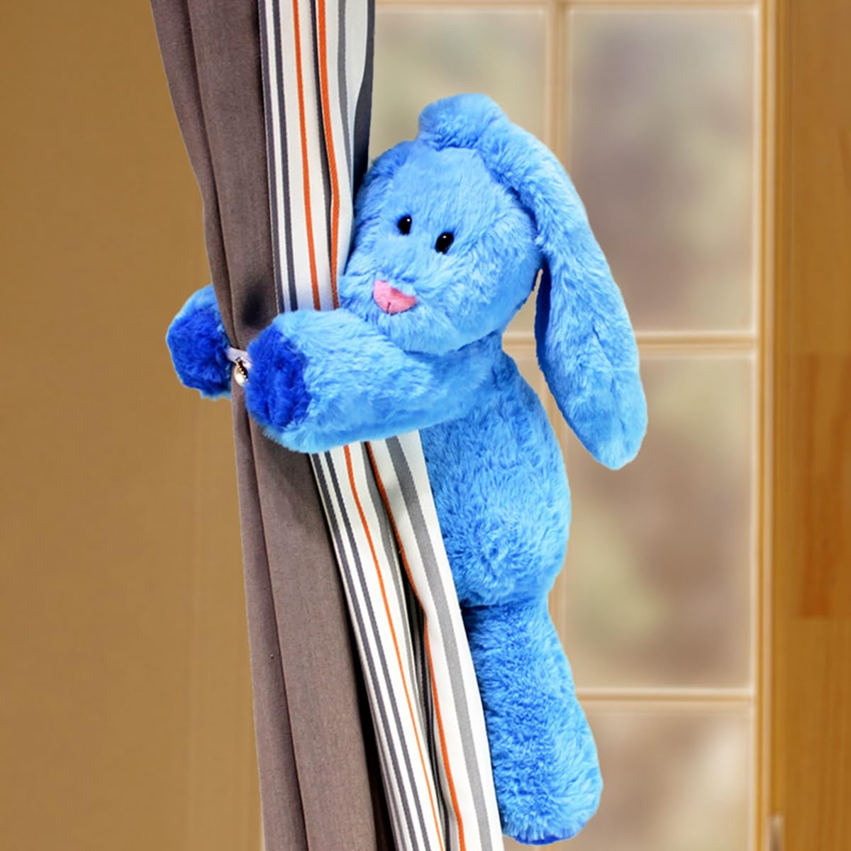 Embrasses pour Rideaux, Décorations d'animaux en Peluche Doux, Sangles de Support Rideau, embrasses avec Bouton élastique(Blue,1)