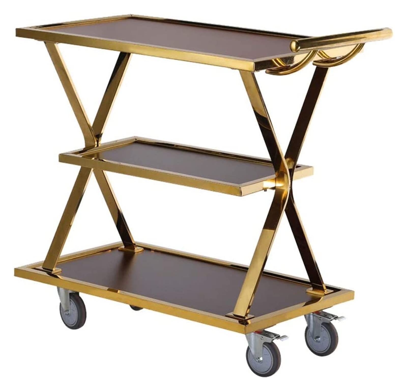Carrello di servizio per bar, hotel, ristorante di lusso, carrello da cucina in acciaio inox con ruote, carrello per salone di bellezza, carrello a 3 ripiani per catering, bevande, per casa e soggiorno.