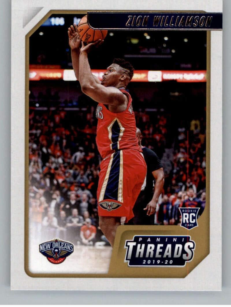 2019-20 Panini Chronicles Threads Basketball #78 Zion Williamson New Orleans Pelicans Official NBA Trading Card From Panini America