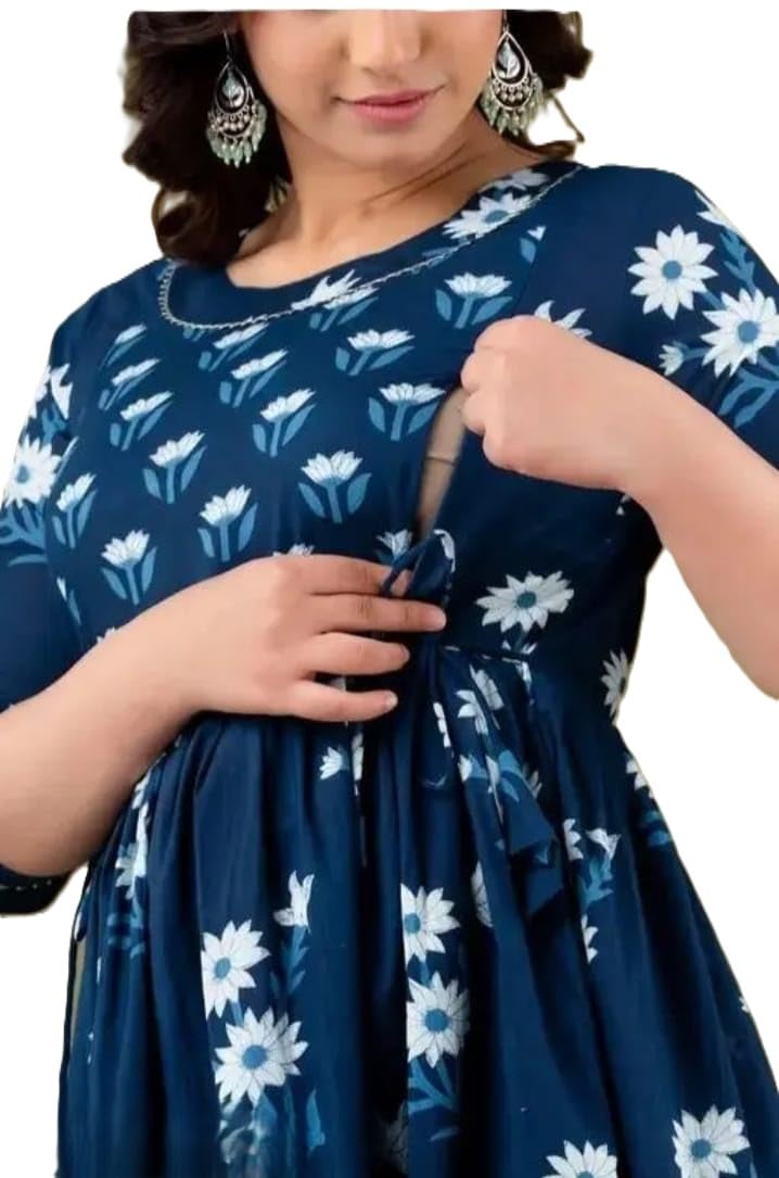 Naarika Women’s Rayon Printed Maternity & Feeding Kurti with Concealed Zippers (NAK)-picture-11