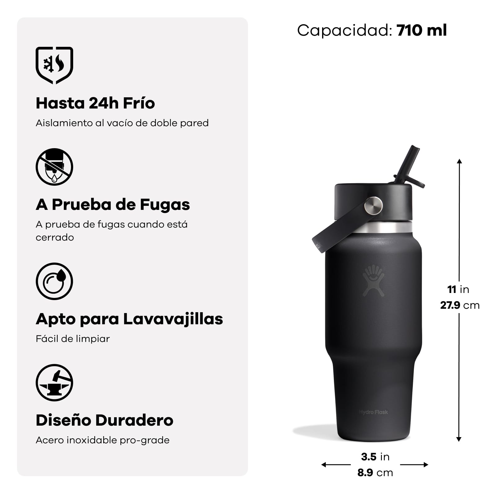 Hydro Flask – Wide Flex Straw Travel Bottle 710ml (24 oz)