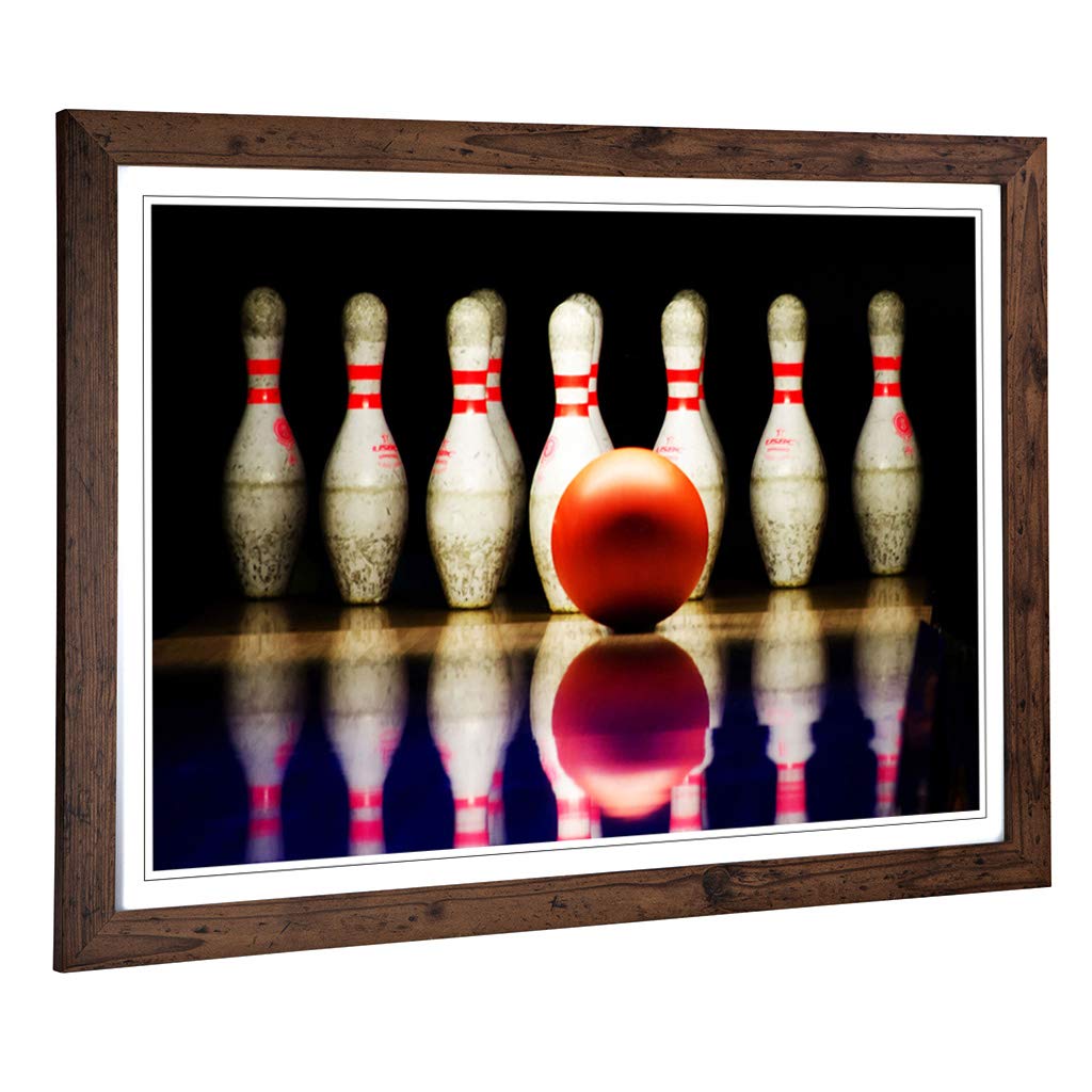 Big Box Art Framed Print of Ten Pin Bowling Design | Wall Art Picture | Home Decor for Kitchen, Living, Dining Room, Lounge, Bedroom, Hallway, Office, Walnut, A2 / 24.5x18 Inch / 62x45cm