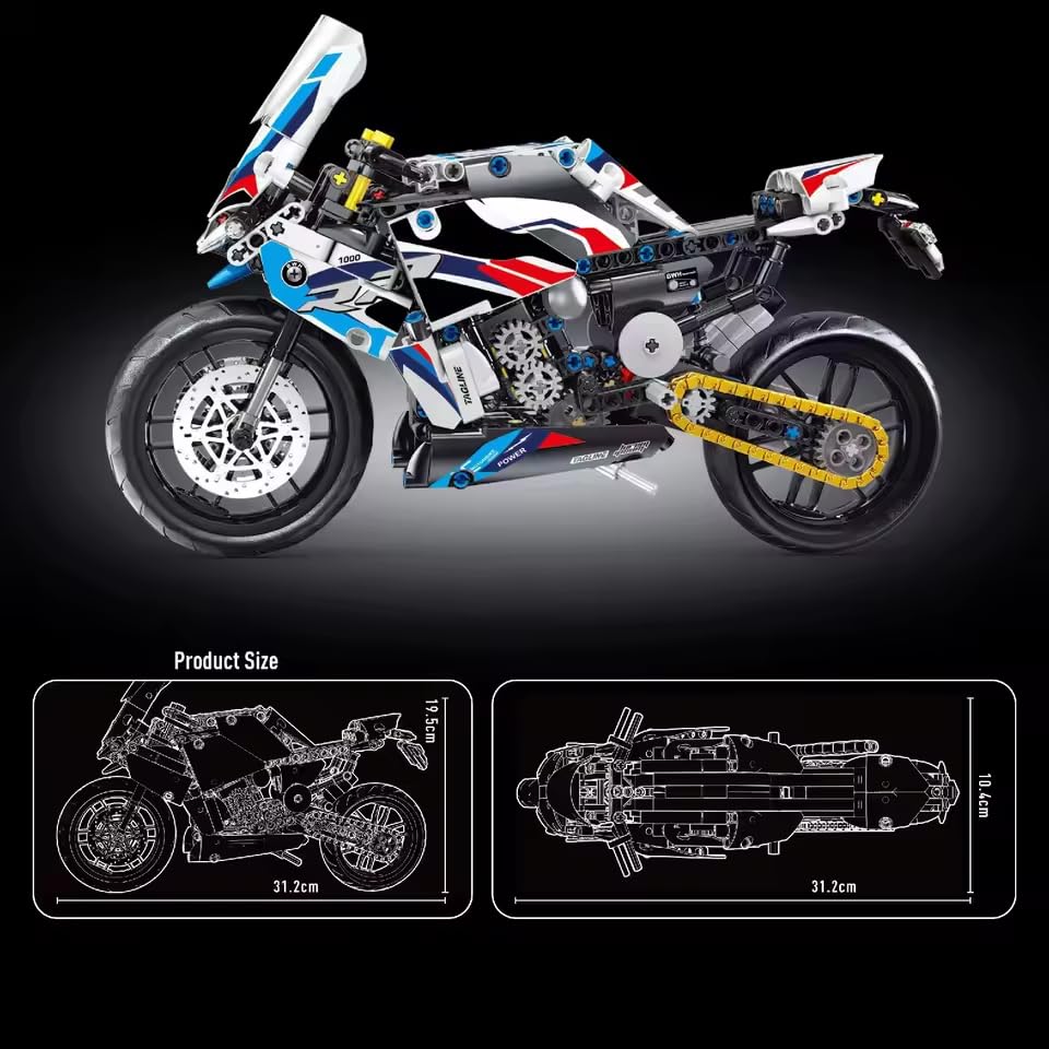 Image of Technic Racing Motorbike Building Blocks Set, 589 Pcs Motocross Racing Motorcycle Building Blocks Kit, Technic Racing Motorcycle Construction Toy for Children and Adults [6 Years +]