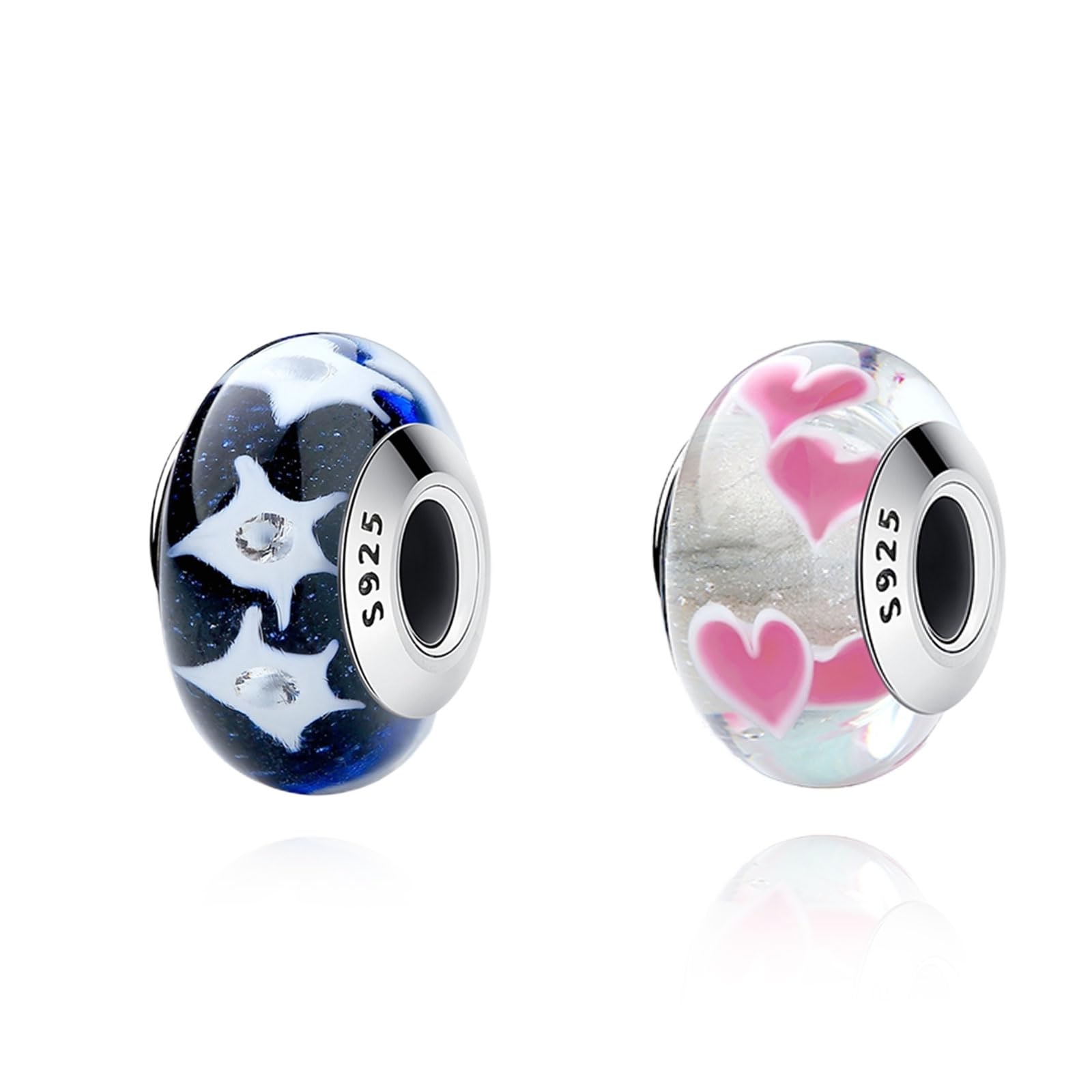 Amuefer Safety Chain Clip Stopper Spacer Muranono Glass Beads Charms for Bracelets and Necklaces