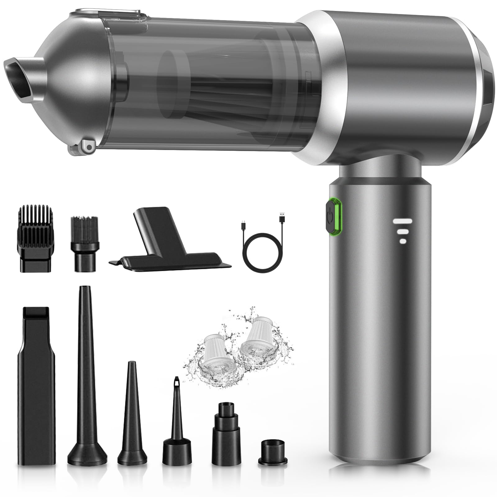 Handheld Vacuum Cleaner, 28000Pa 4 in 1 Handheld Vacuum Cordless, Brushless Motor, One-Touch Dust Removal, 3 Speeds Car Vacuum Cleaner Portable