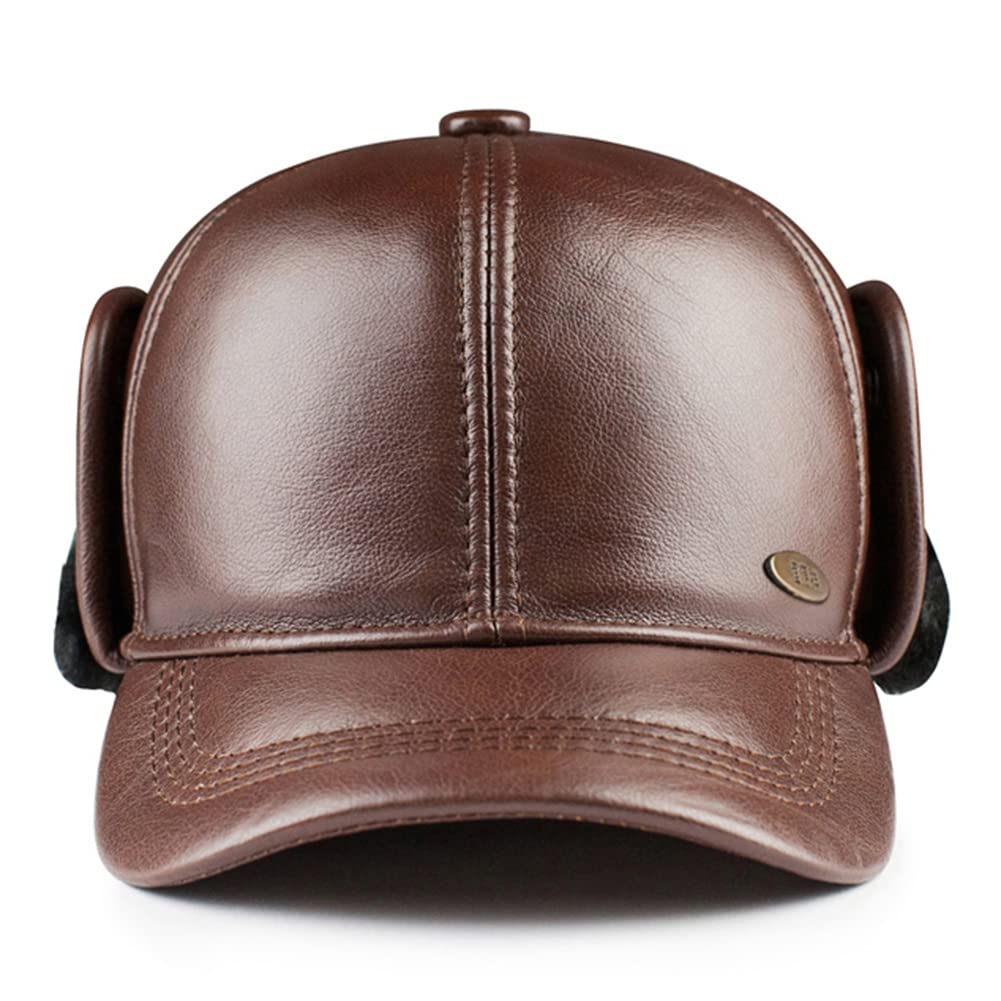 DongBao Berretto da Baseball in Pelle Cappello Invernale papà da Uomo all'aperto Caldo con Paraorecchie