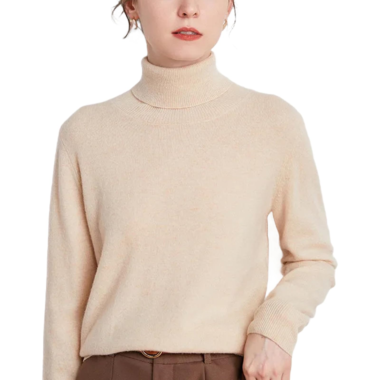 Ladies Merino Wool Sweater Winter Cashmere Turtleneck Pullover Long Sleeve Knitted Jumper Bottoming Top