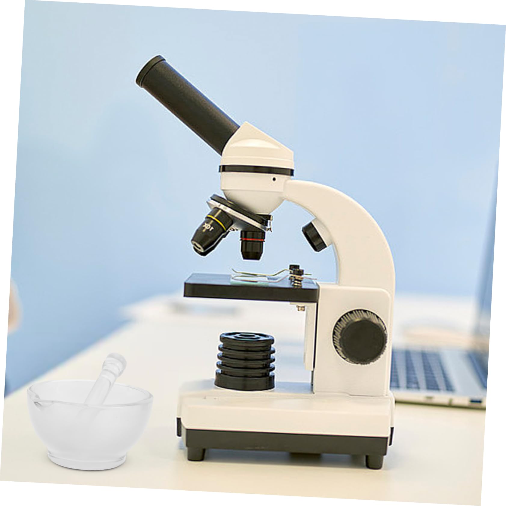 SOLUSTRE Mortero de Vidrio 90 mm para Laboratorio, Recipiente Resistente a Altas Temperaturas para Molienda y Mezcla
