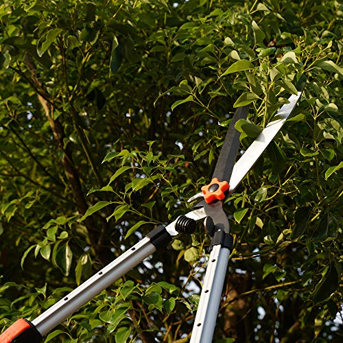 Garden Hedge Shears, 27” Pruning Shears with Non-Slip Grip, Extendable Steel Handle, Hedge Clippers for Trimming Borders, Boxwood and Bushes