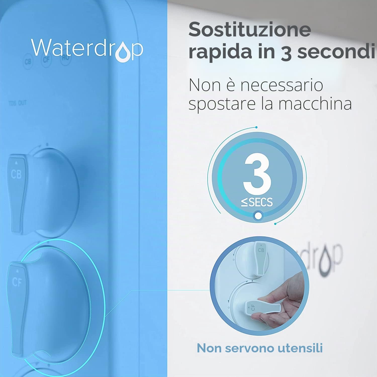 Waterdrop WD-G3-N1CF Filtro, Durata 6 Mesi, sostituzione per sistema ad osmosi inversa WD-G3-W