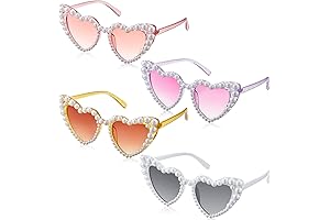 Sparkling Glamour: 4-Pack Heart-Shaped Sunglasses with Shimmering Rhinestones