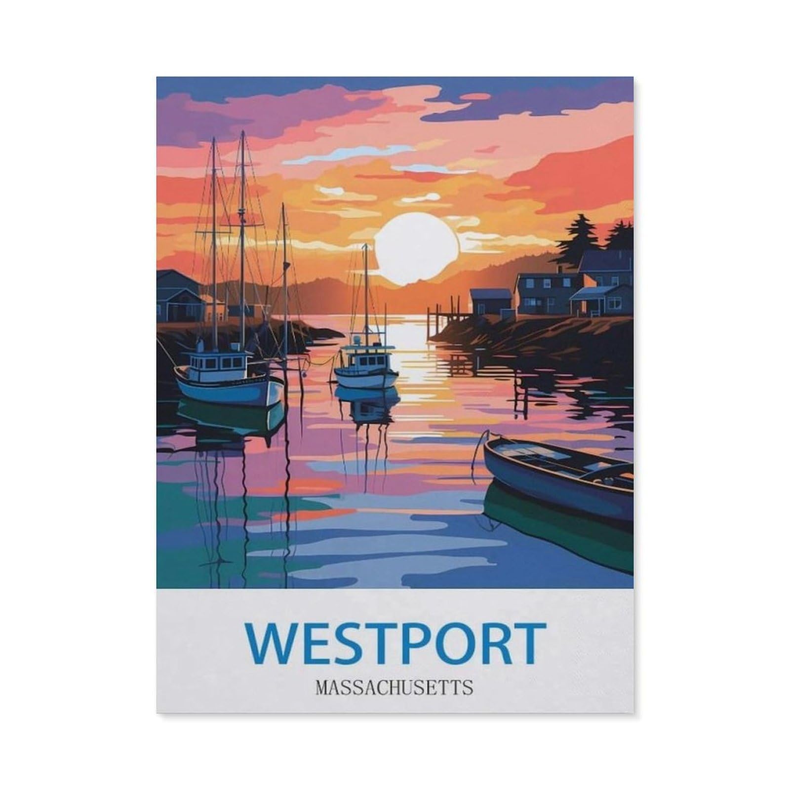 BEAYODKP 5D DIY Diamond Painting kit，Westport Massachusetts（30 x 40 cm）