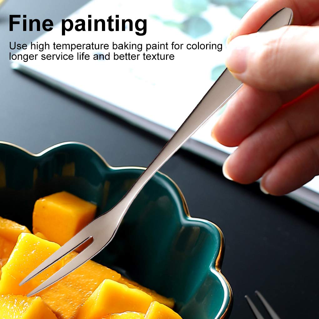 Mockery Fruit Fork Stainless Steel Tasting Appetizer Fork for Cake Dessert Salad Mooncake Mini Fruit Forks for Cake in Party Fork Restaurant Dessert Fork Portable Salad Fruit Fork (Black, Pack of 3) 3