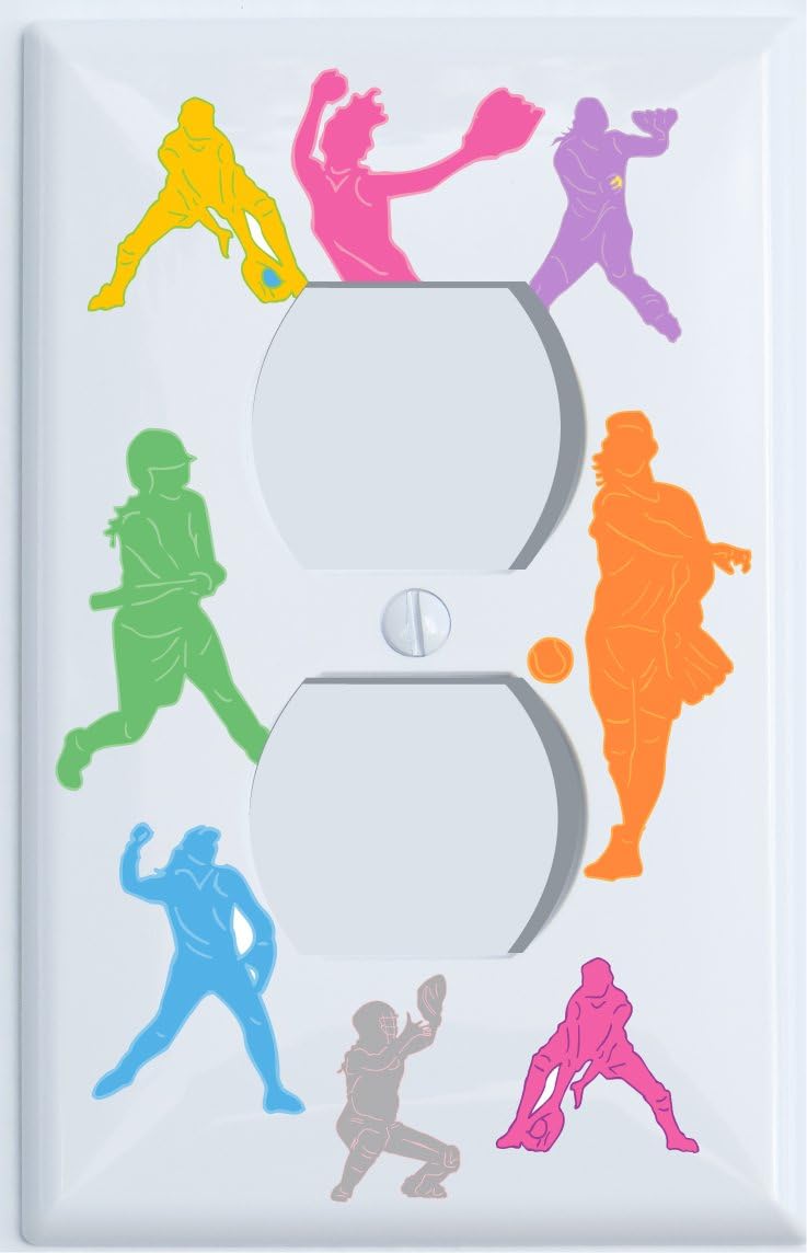 Girls Softball Outlet Covers/Softball Room Decor (Outlet Cover)