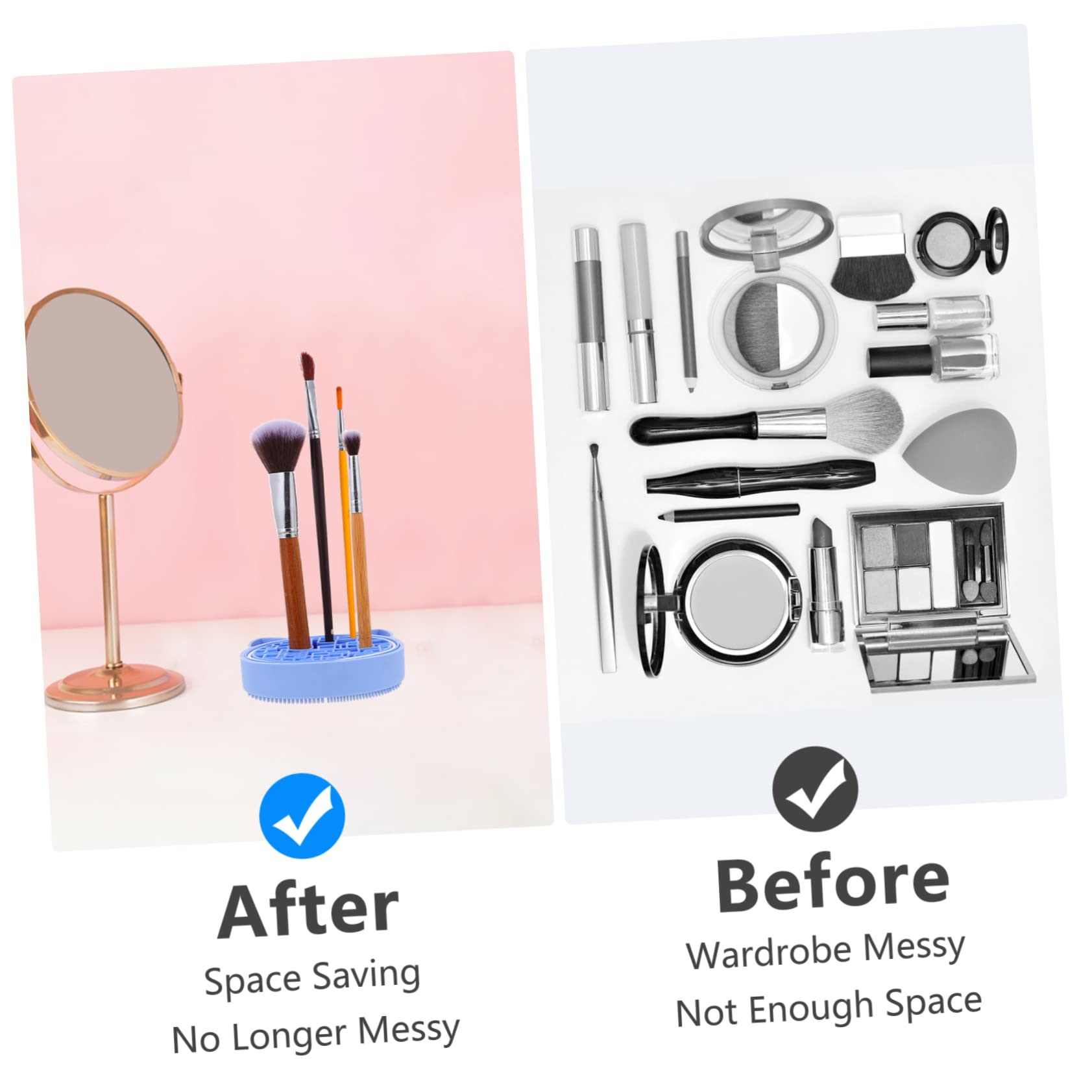 NULYLU Automatic Makeup Brush Cleaner Mat 2-in-1 Brush Mat Holder Scrubber Pad for Easy Cleaning Drying