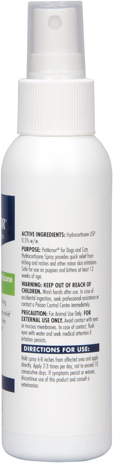PetArmor Hydrocortisone Spray for Dogs & Cats, 4 oz : PetArmor : Pet Supplies