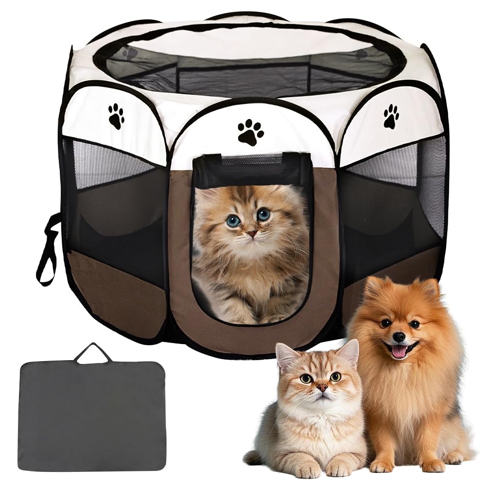 Welpenlaufstall 74 X 74 X 43CM, Tierlaufstall Faltbar, Oxford Wasserdichter Pet Laufstall, Abnehmbares Dach, Hundelaufstall, Hundelaufstall Für Wohnung, Für Laufstall Hund, Katzen, Hasen