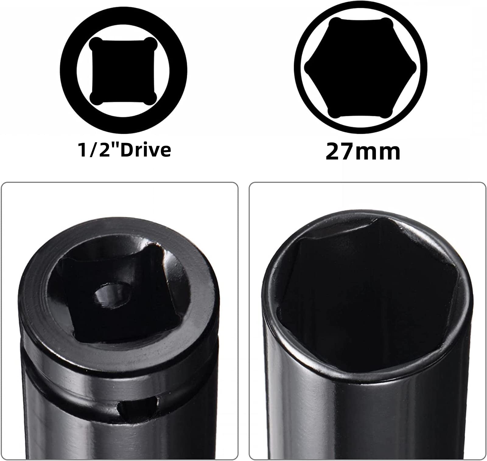 1/2" Guida 32mm 6 Punti Impatto Presa CR-V Acciaio