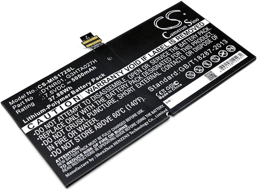 5050mAh Battery for Microsoft 1724, Surface 4, Surface Pro 4, Surface Pro 4 1724 PN:Microsoft DYNR01, G3HTA027H
