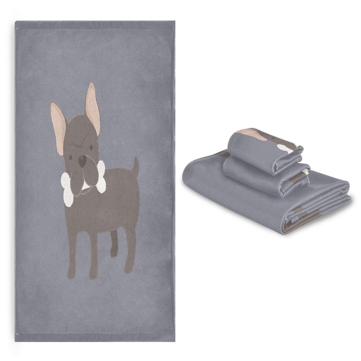 Hueso De Perro Azul Juego de Toallas para Baño Playa 100% Algodón de Piscina Toalla (1 Toalla de Baño y 1 Toalla de Mano y 1 Paño de Lavado) para Nadar Hotel Niñas Niños Niños