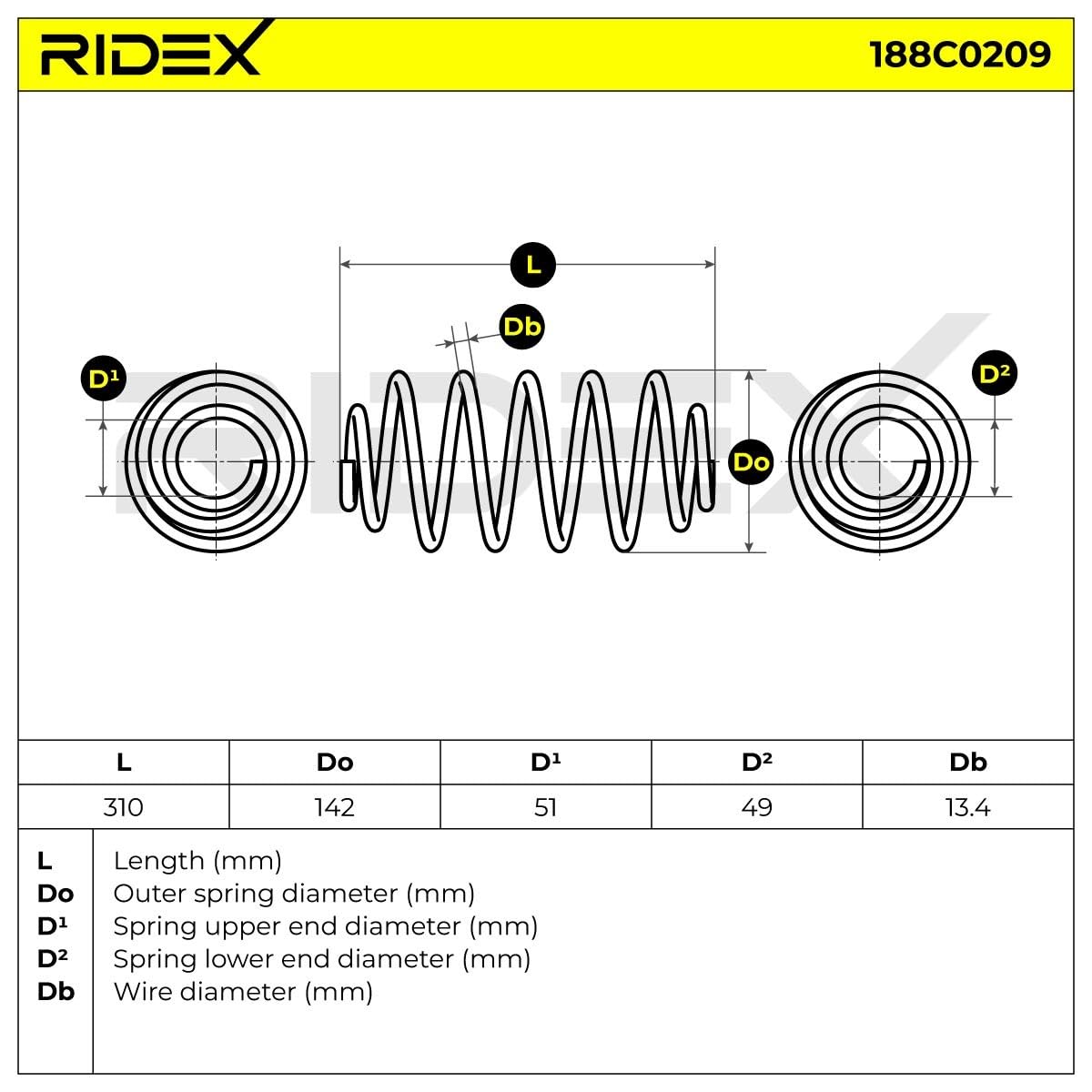 RIDEX 188C0209 2x Muelle de suspensión Trasero Compatible con OPEL Combo C Furgoneta