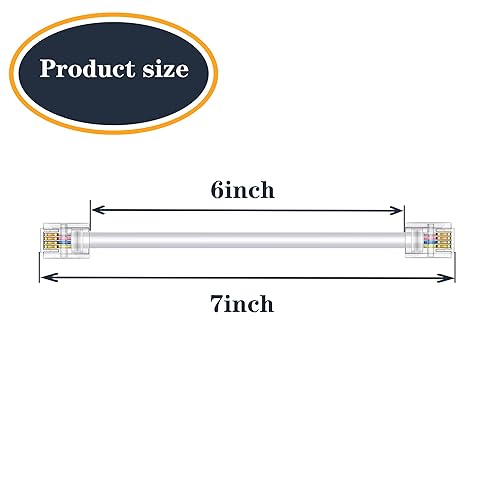Miniatura 2 de Paquete de 3 cables de extensión de teléfono de 6 pulgadas con enchufes RJ11 6P4C estándar para teléfono fijo y fax (3, blanco, 6 pulgadas)
