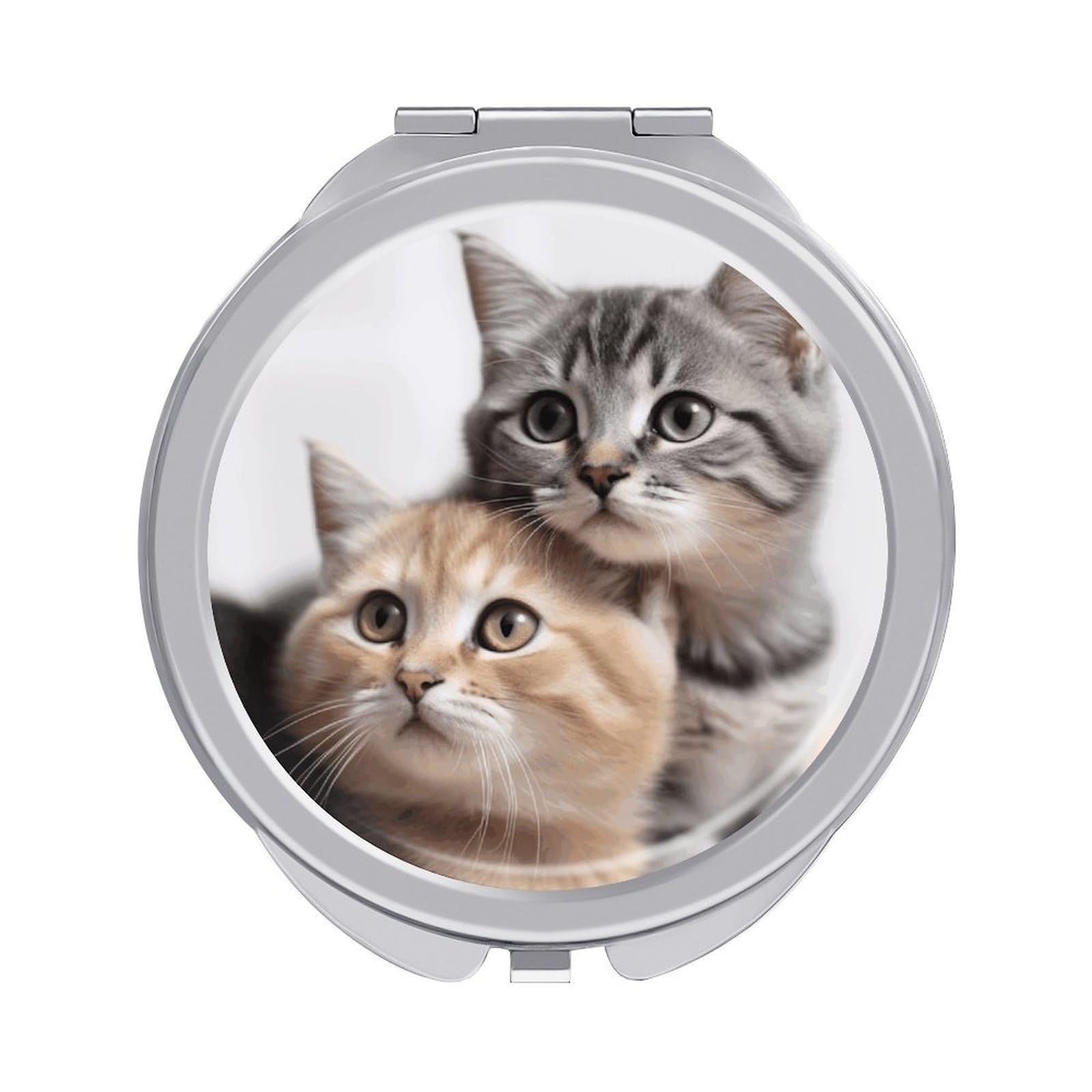 FekiLoot Cats Travel Makeup Mirror 2 X /1 X Magnifying Slim Pocket Mirrors Compact for Purse Travel Makeup Mirrors for Pocket, Handbag, Purse Women Gift