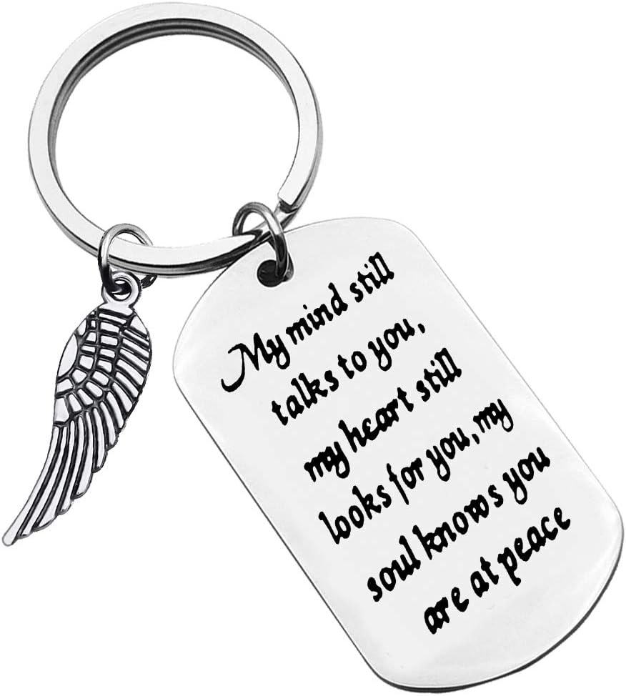 Huwujiu Memorial Gifts Sympathy Keyring My Mind Still Talks to You My Soul Knows You are at Peace Keyring In Memory Gifts Remembrance Gifts Keyring Sympathy Gifts for Loss of Loved Gifts