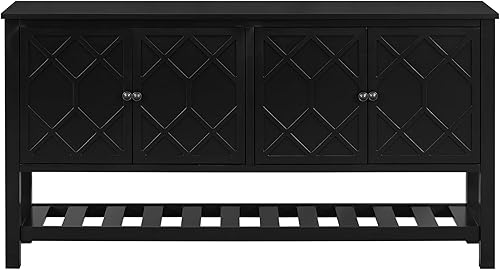 Miniatura 108 de Aparador moderno y elegante con patas y asas de metal dorado y estante ajustable, mesa consola clásica de 60 pulgadas, mesa de sofá, mesa de entrada