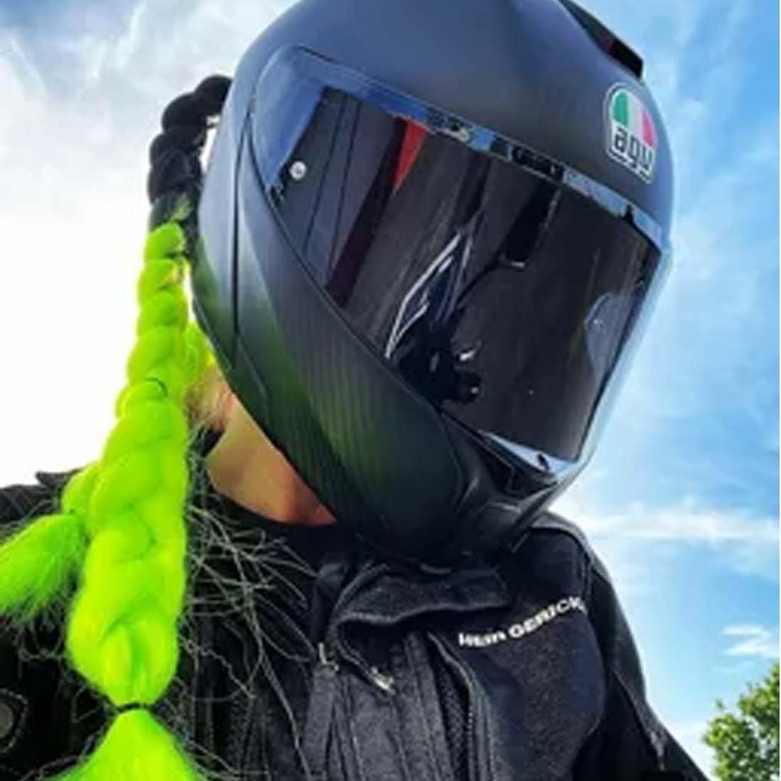 Pigtails Gradient, tresses pour casque de moto, accessoires pour casque, dégradé noir à vert