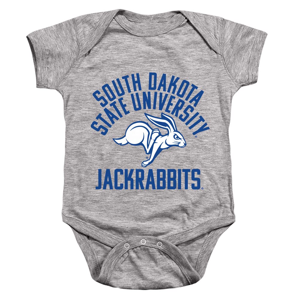 South Dakota State University Official One Color Jackrabbits Logo Unisex Infant Snap Suit for Baby, Athletic Heather, Small (6 months)