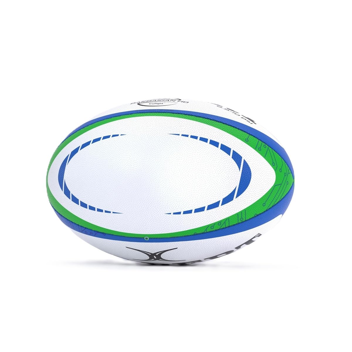 Gilbert Pallone da rugby Barbarian HD, misura 5, colore: bianco, verde, blu