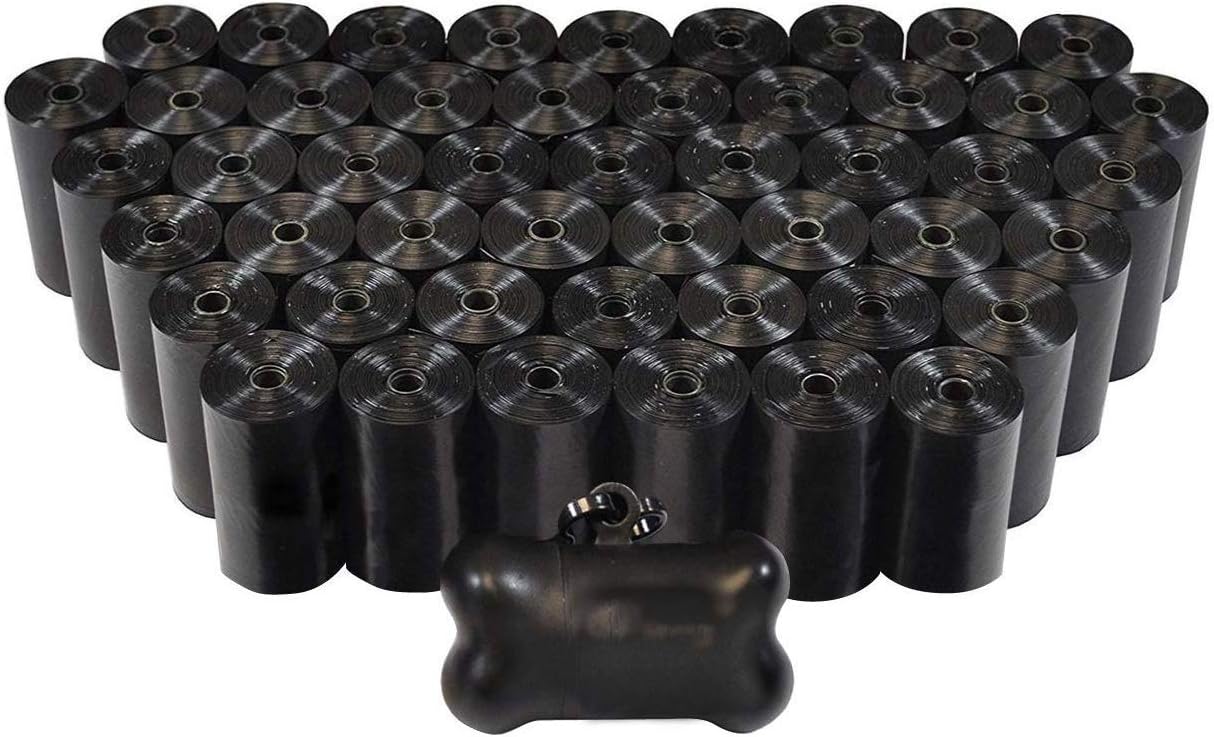 EcoKind Pet Treats 1000 Dog Thick Pet Waste Poop Bags, Bulk roll,Clean up Refills-(Green, Blue, Purple, Red, Black, Pink,Rainbow of Colors)+Free Bone Dispenser (Black)
