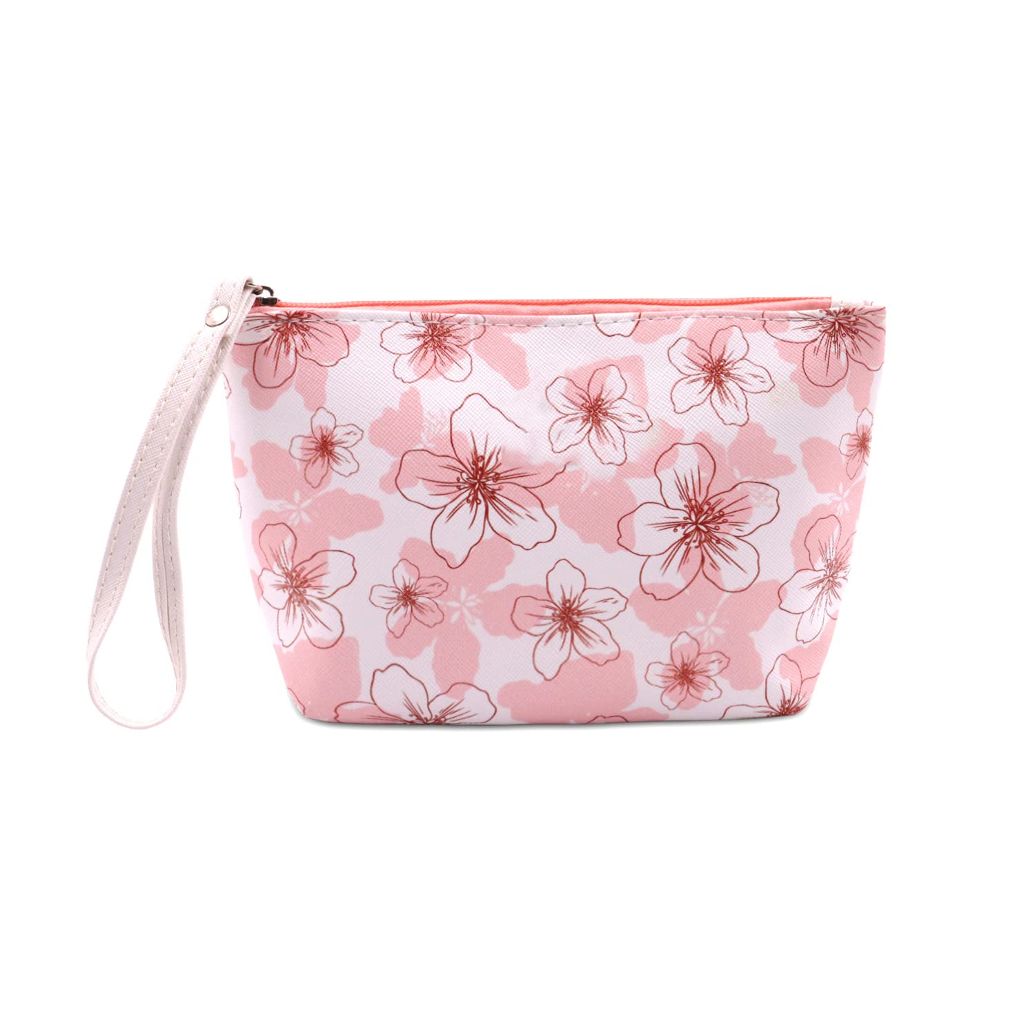 Ayaha PU Floral Print Makeup Pouch for Women, Stylish Pouches for Makeup Accessories & Travel Organiser, Cosmetic Pouch, Toiletry Make up Bag for Girls (Pink)-picture-11