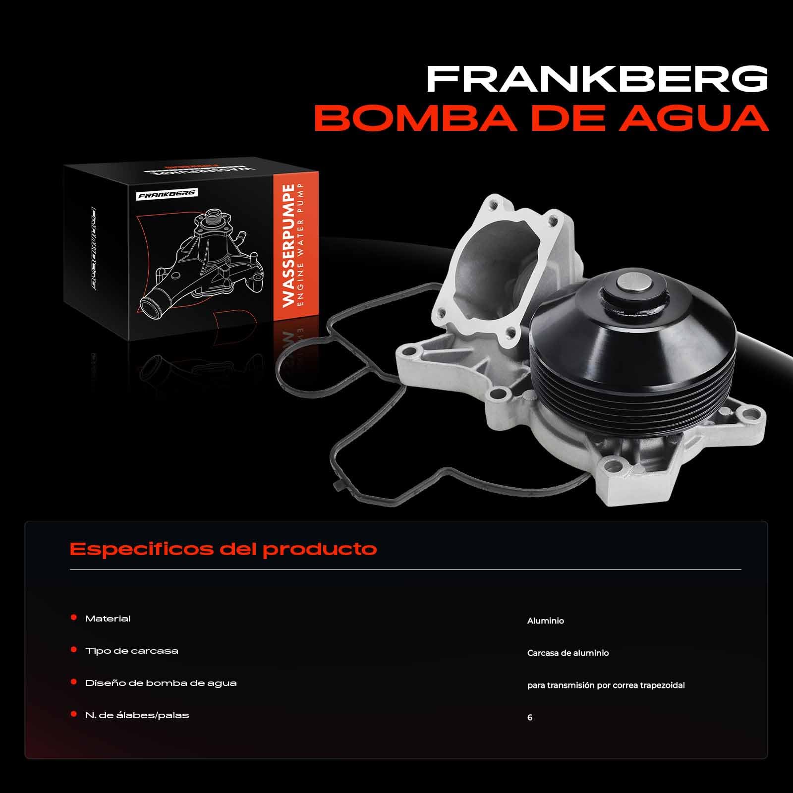 Frankberg Bomba de agua 11517807311 | Compatible con: Serie 1 Convertible E88, Serie 1 E81, Serie 5 E60, Serie 3 Coupé E92, Serie 3 Touring E91, X1 E84