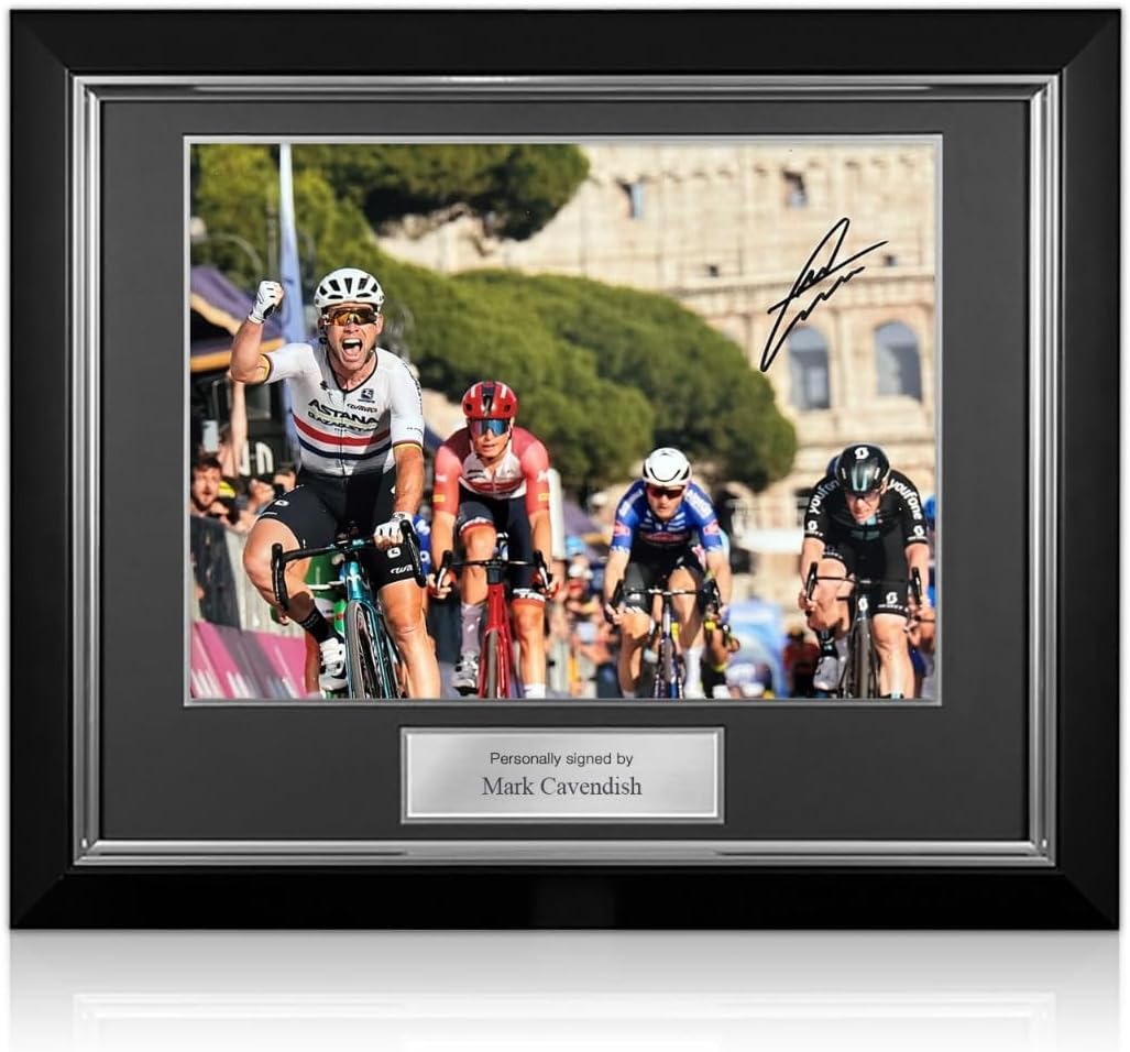 Mark Cavendish Signed Cycling Photo. Giro Last Stage. Deluxe Frame, One-Size