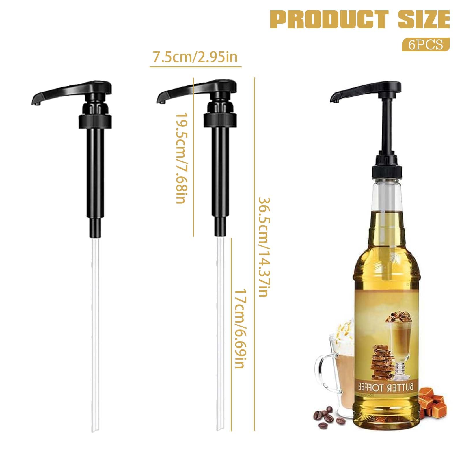 6 Pezzi Dispenser a Pompa per Sciroppo, Dispenser a Pompa, Dispenser Di Sciroppo Per Drink Succhi, Dispenser per Sciroppi, per Bottiglie da 500 ml a 1000 ml, Viene Fornito con Tubi Lunghi(Nero)