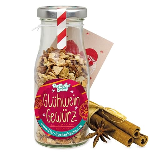 DIY Flasche Glühweingewürz, toller Zutaten-Mix für den eigenen Glühwein, zum Selbermachen, 50 Gramm in einer Mini-DIY-Flasche, süße Kleinigkeit zum Verschenken in der Weihnachtszeit